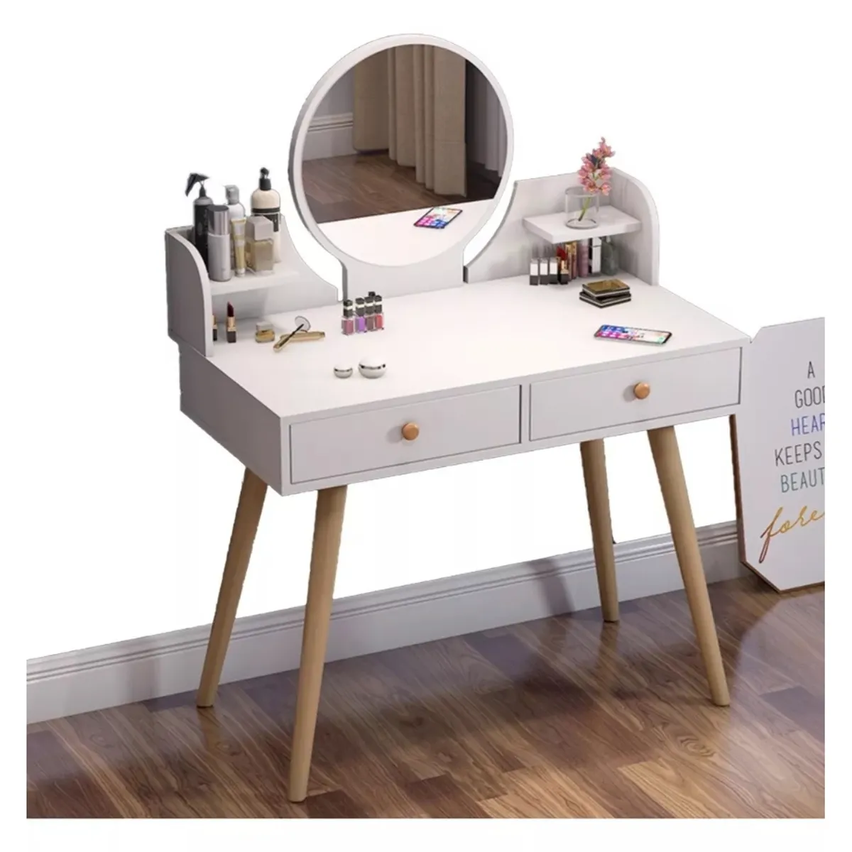 HOMER DESIGN - Tocador Con Espejo De Madera 60x40x75cm Homer Design