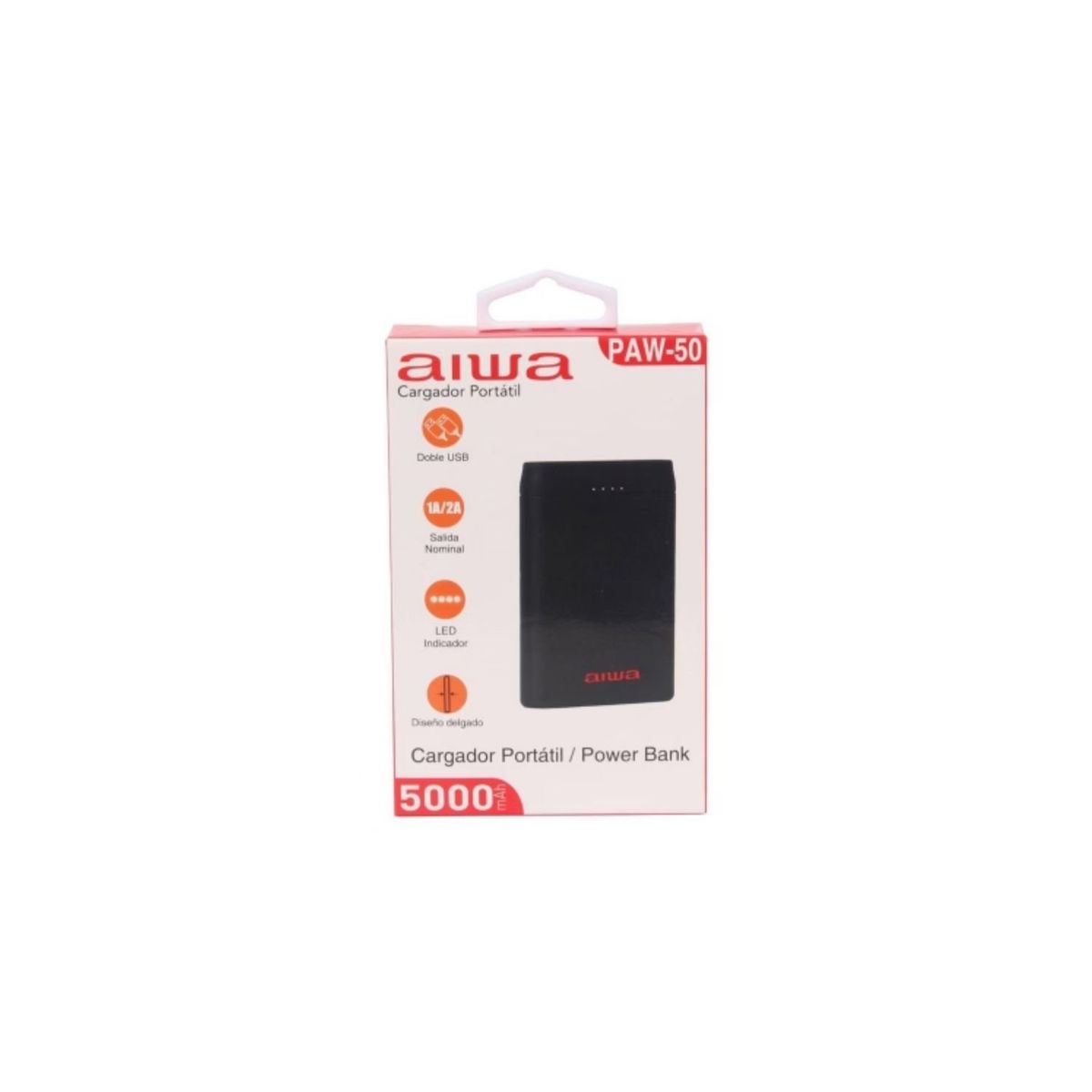 AIWA - Batería portátil Power bank 5000 mha Aiwa con cable USB