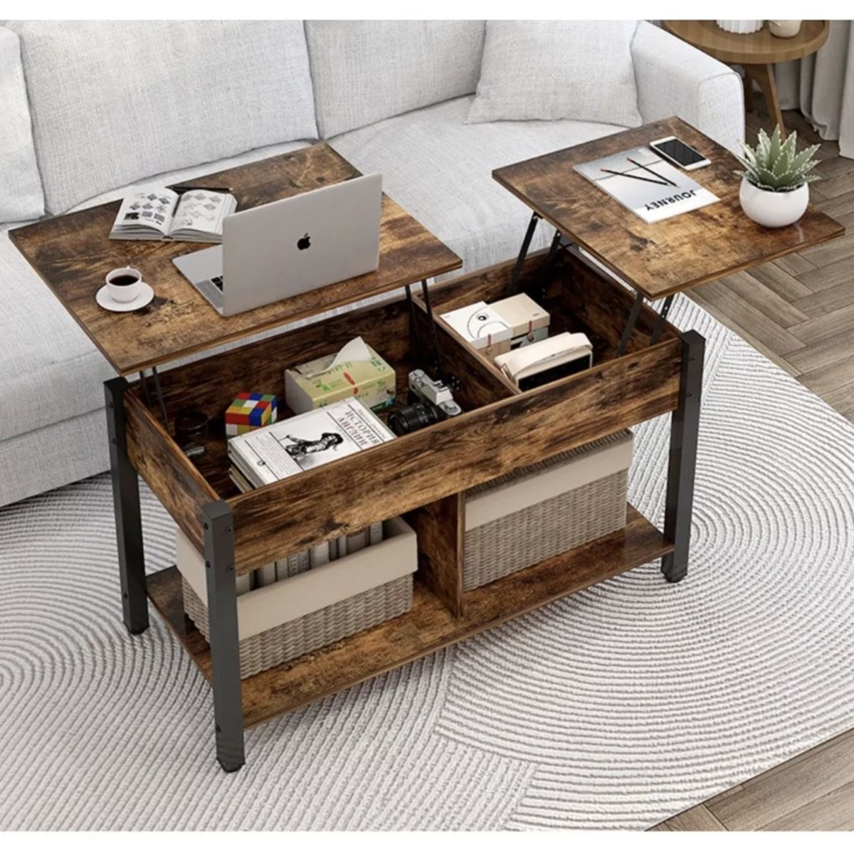 HOMER DESIGN - Mesa De Centro Elevable Para Living 110X49X48cm