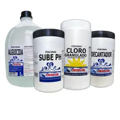 DIDEVAL - Kit Piscina Alguicida Cloro Granulado Decantador Sube Ph