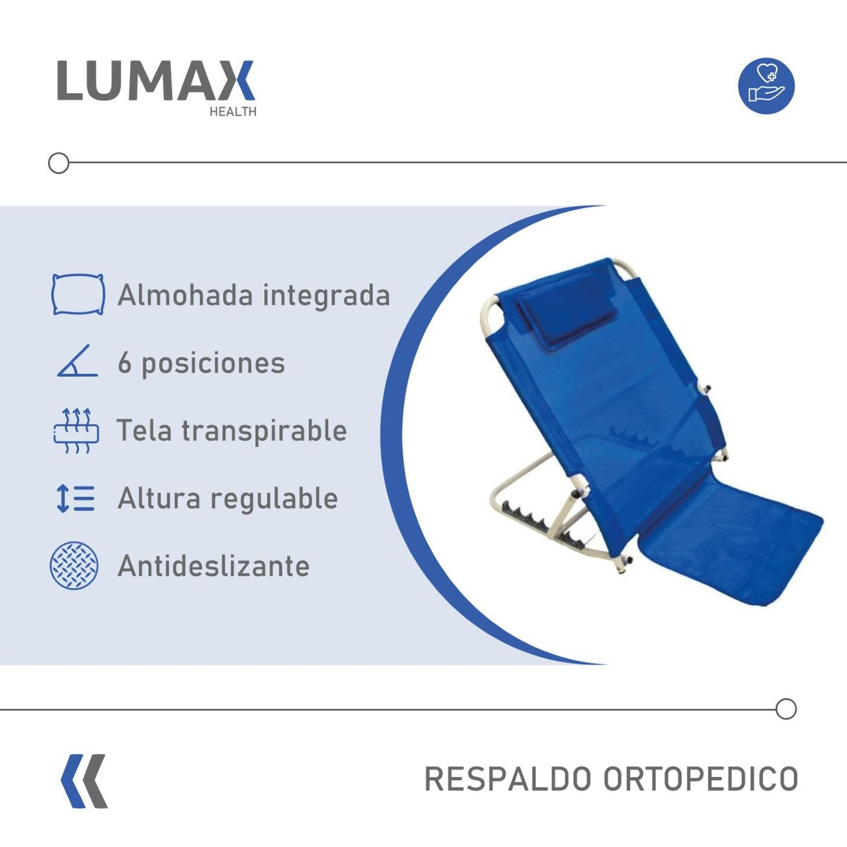 LUMAX - Respaldo Ortopedico Regulable Antideslizante para Cama