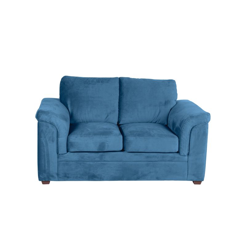 LATAM HOME - Sofá Ancona 2 Cuerpos Tela Velvet Azul Petroleo
