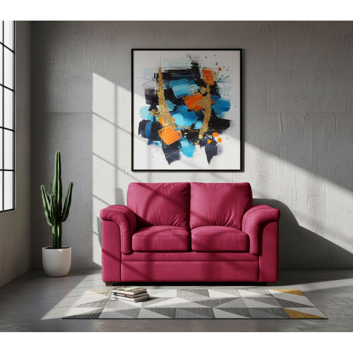 LATAM HOME - Sofa Ancona 2 Cuerpos Tela Velvet Burdeo