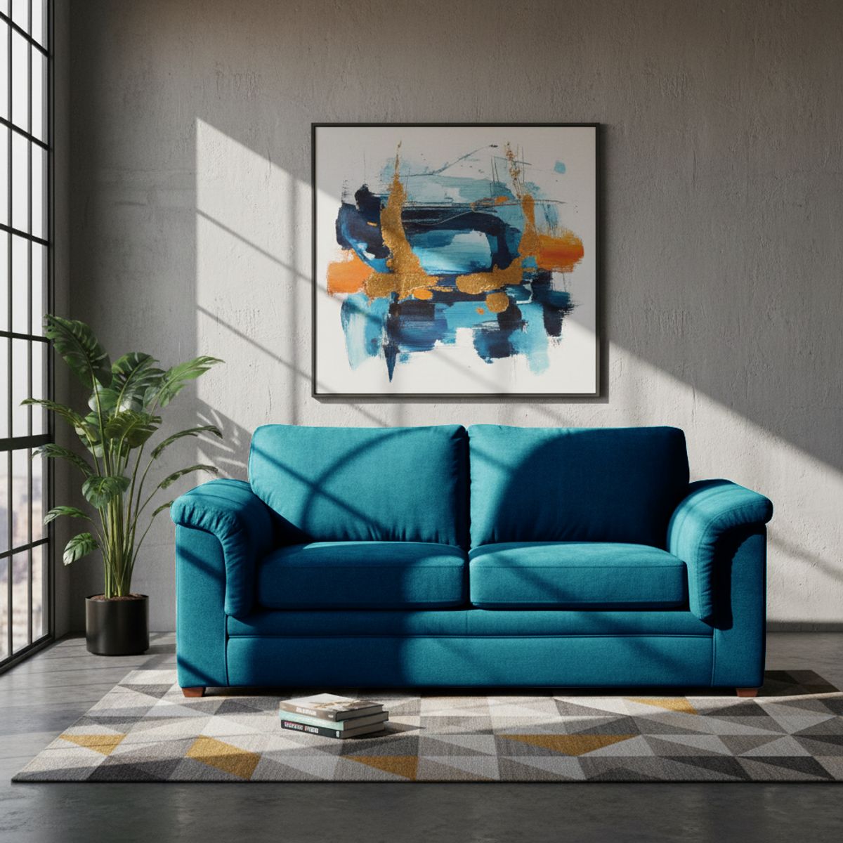 LATAM HOME - Sofa Ancona 3 Cuerpos Tela Velvet Azul Petroleo