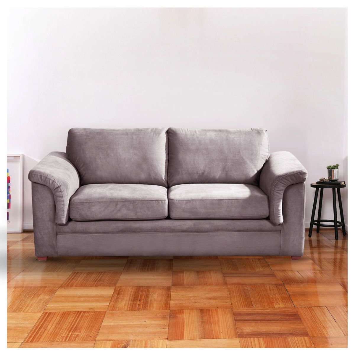 LATAM HOME - Sofa Ancona 3 Cuerpos Tela Velvet Gris