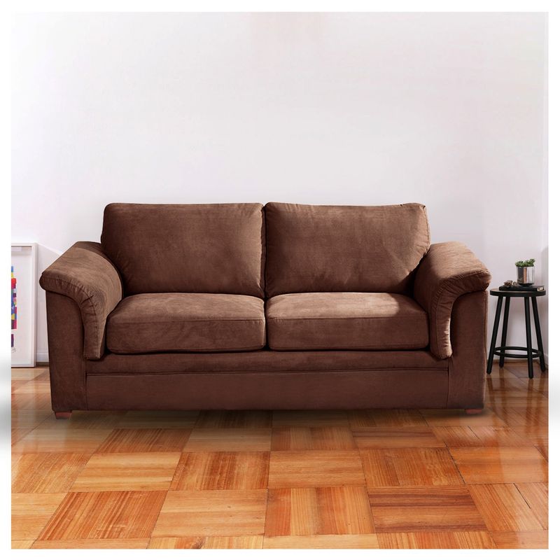 LATAM HOME - Sofá Latam Home Ancona 3 Cuerpos Tela Velvet Chocolate