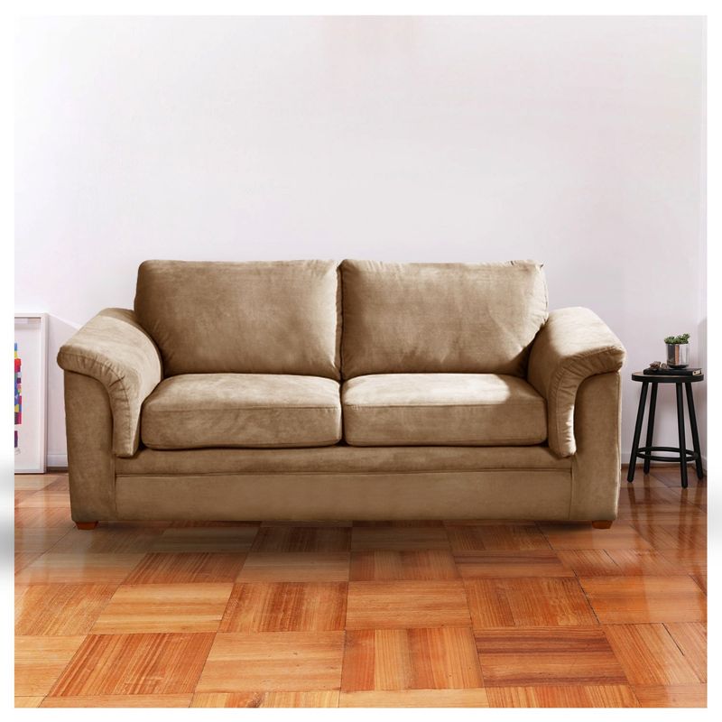LATAM HOME - Sofá Ancona 3 Cuerpos Tela Velvet Beige