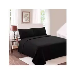 GENERICO - Sábanas De Polar 2 Plazas Invierno Set 4 Piezas Negro