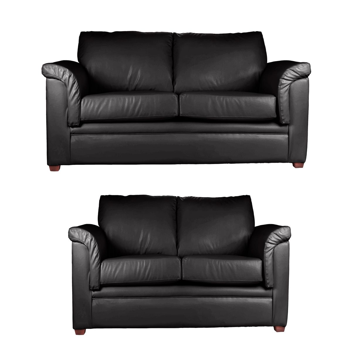 LATAM HOME - Sofá Living Ancona 3 Cuerpos + 2 Cuerpos PU Grano Negro