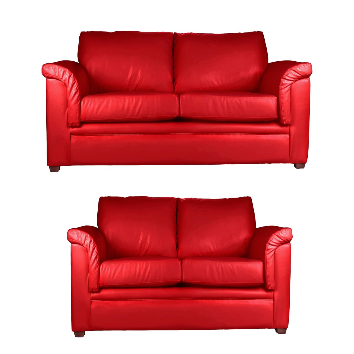 LATAM HOME - Sofá Living Ancona 3 Cuerpos + 2 Cuerpos PU Grano Rojo