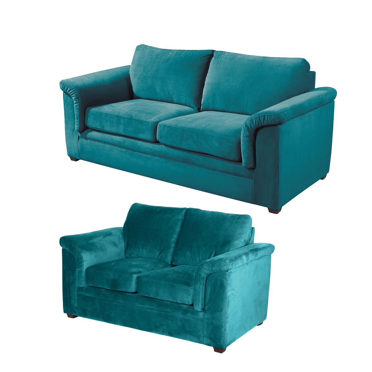 LATAM HOME - Sofá Living Ancona 3 Cuerpos + 2 Cuerpos Tela Velvet Turquesa