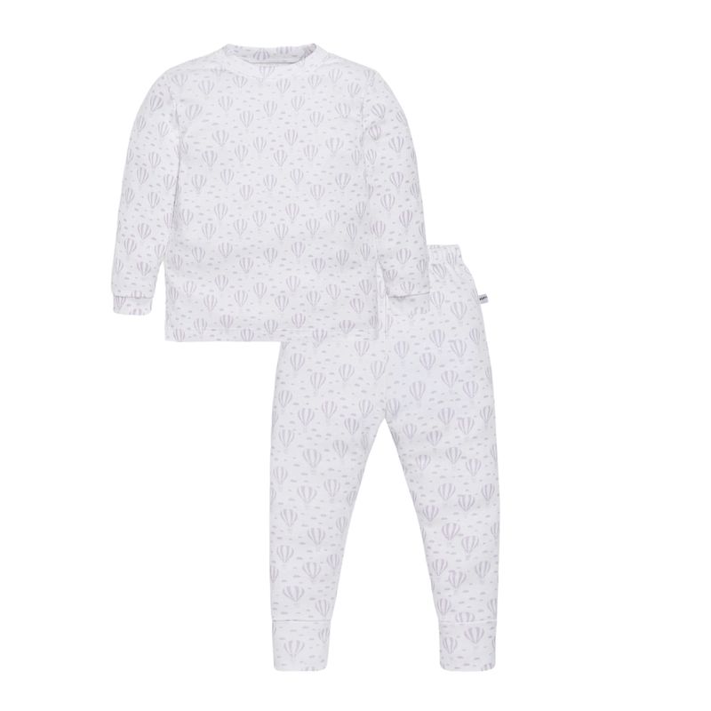 POMPON PIMA - Pijama Larga 2 piezas - Algodon Pima - Globos Lila