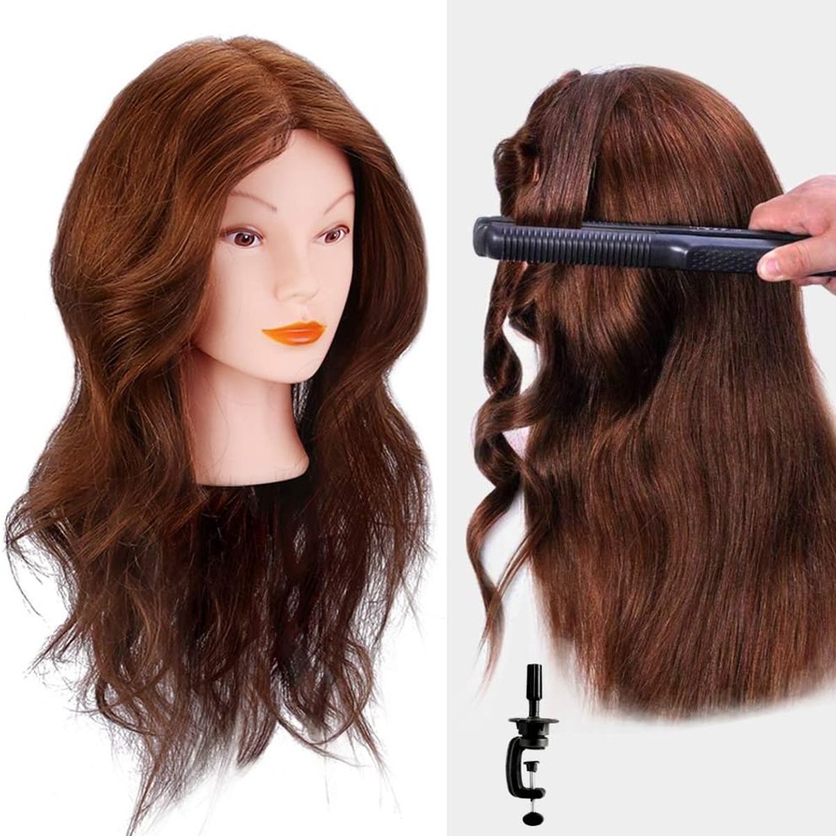 GENERICO - Cabeza Tecnica Para Peluqueria Barberia 100%  Cabello Largo…