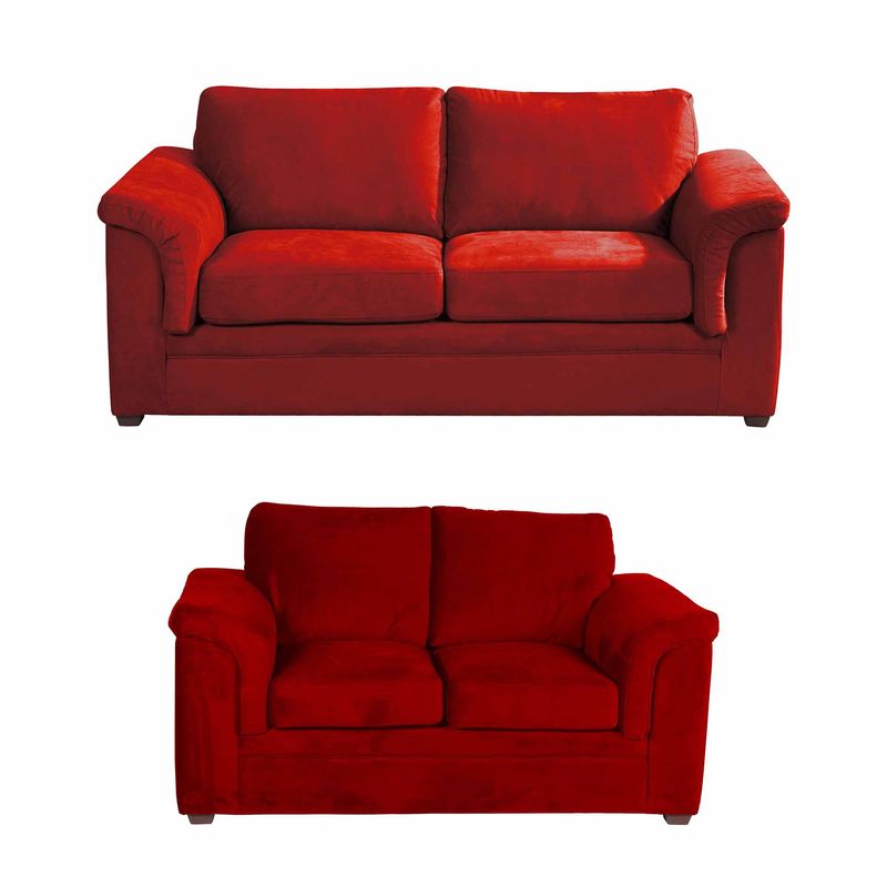 LATAM HOME - Sofá Living Ancona 3 Cuerpos + 2 Cuerpos Tela Velvet Burdeo