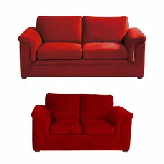 LATAM HOME - Sofá Living Ancona 3 Cuerpos + 2 Cuerpos Tela Velvet Burdeo