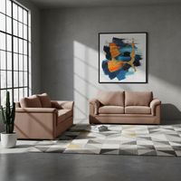 Sofá Living Ancona 3 Cuerpos + 2 Cuerpos Tela Velvet Beige