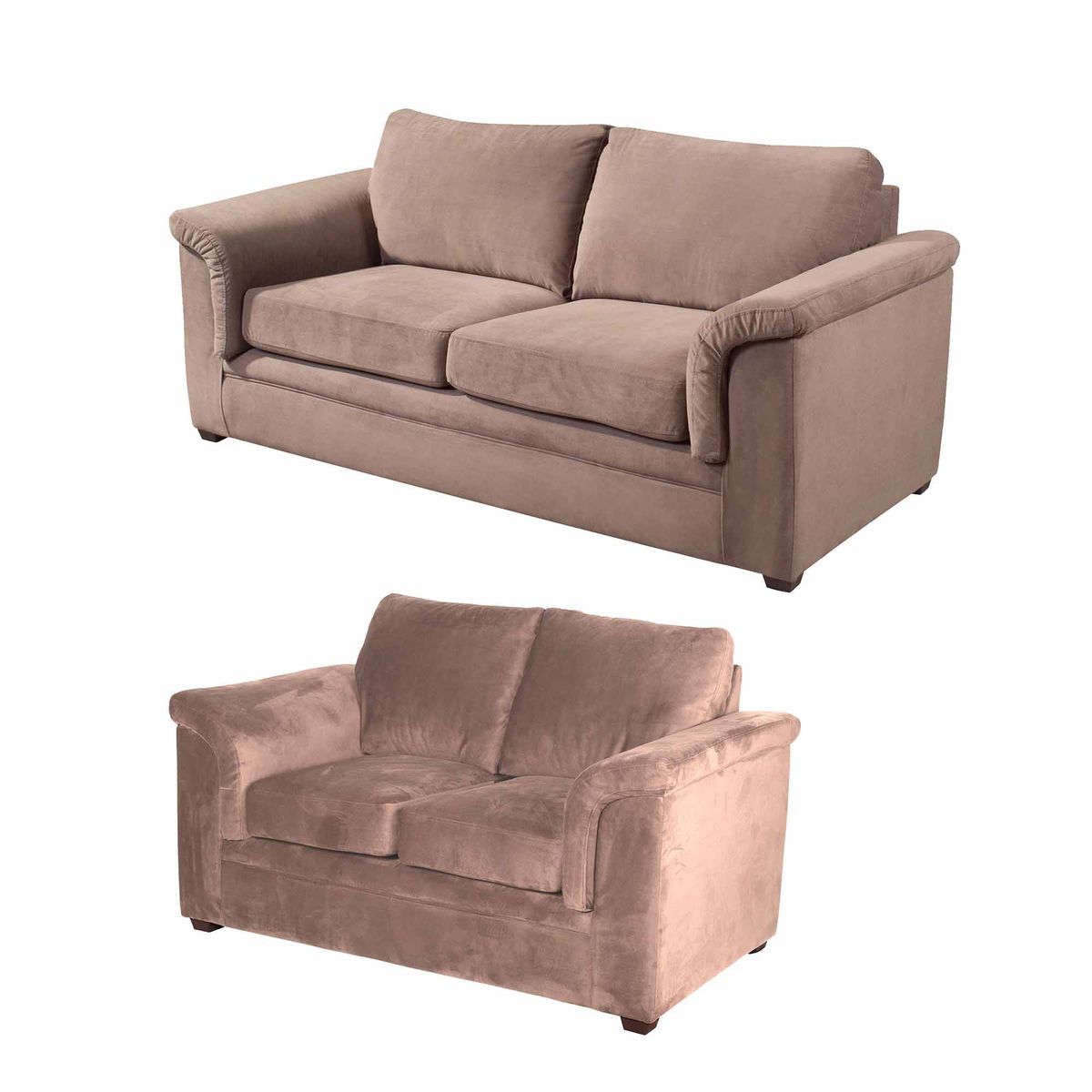 LATAM HOME - Sofá Living Ancona 3 Cuerpos + 2 Cuerpos Tela Velvet Beige