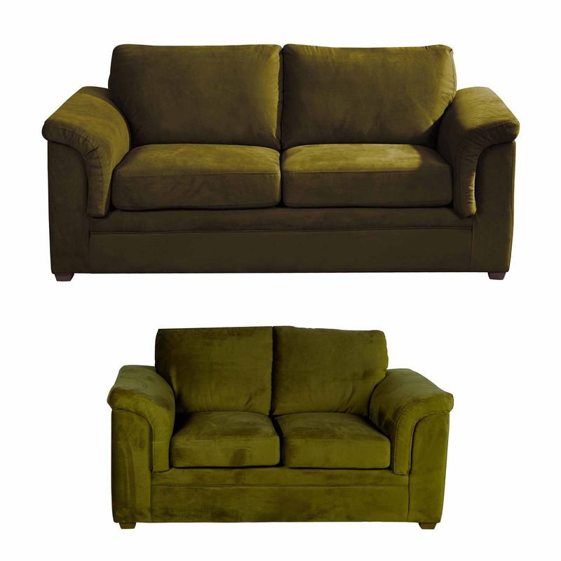 LATAM HOME - Sofá Living Ancona 3 Cuerpos + 2 Cuerpos Tela Velvet Verde