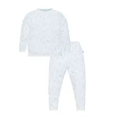 POMPON PIMA - Pijama Larga 2 piezas - Algodon Pima - Globos Celeste