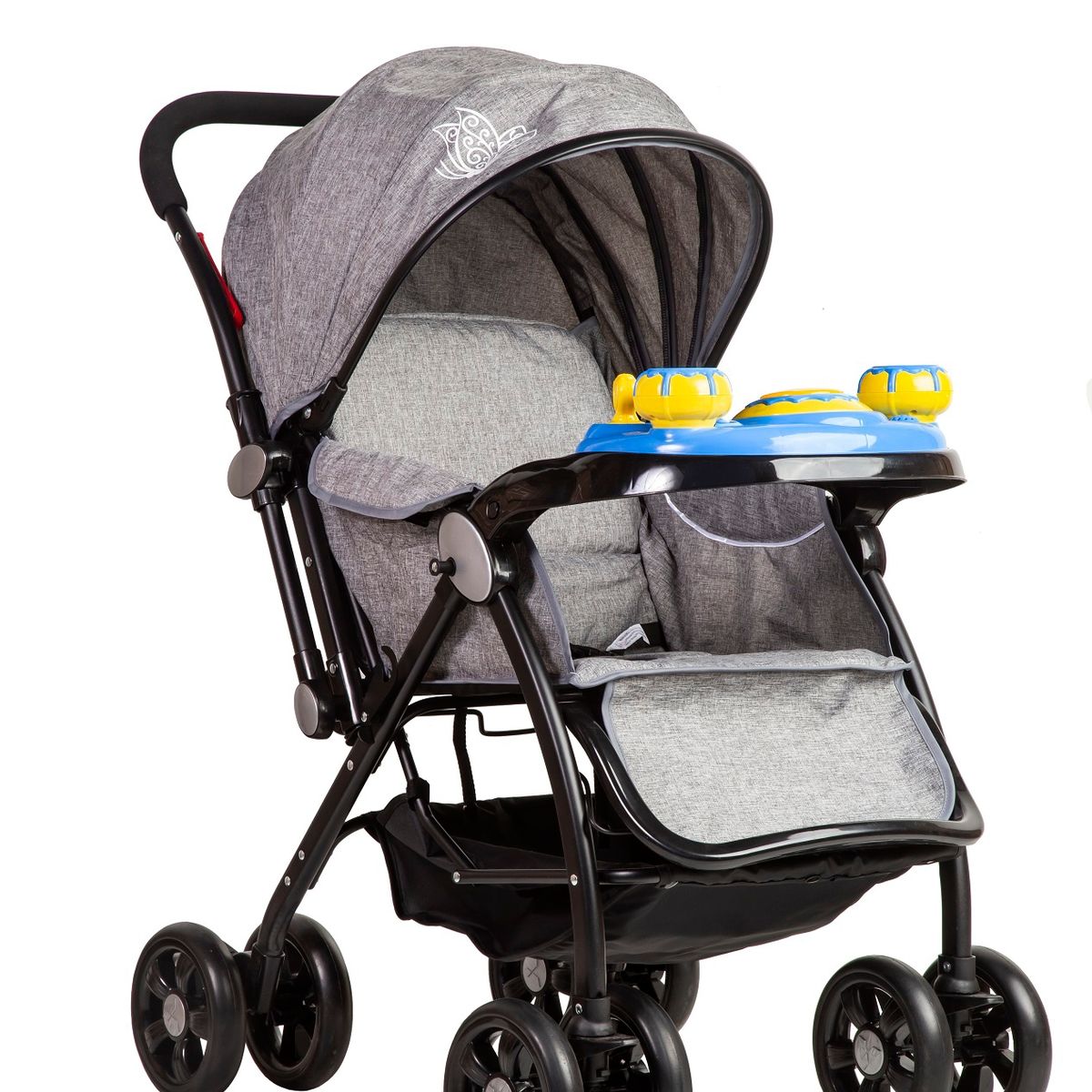 BEBESTAR - coche cuna con cambio de manillar con juguete musical grey_