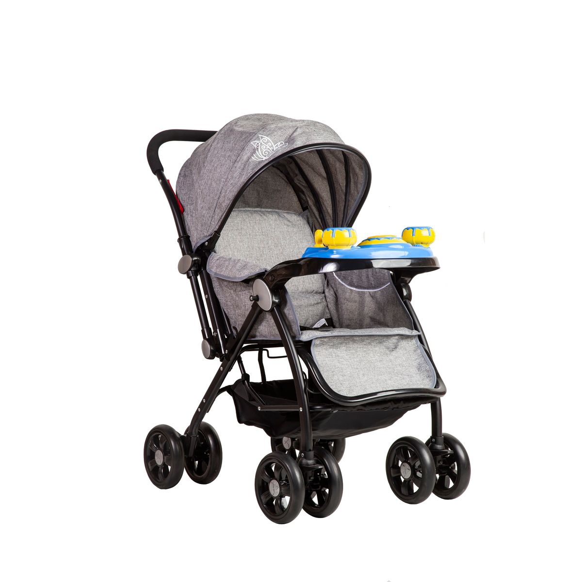 BEBESTAR - coche cuna con cambio de manillar con juguete musical grey_