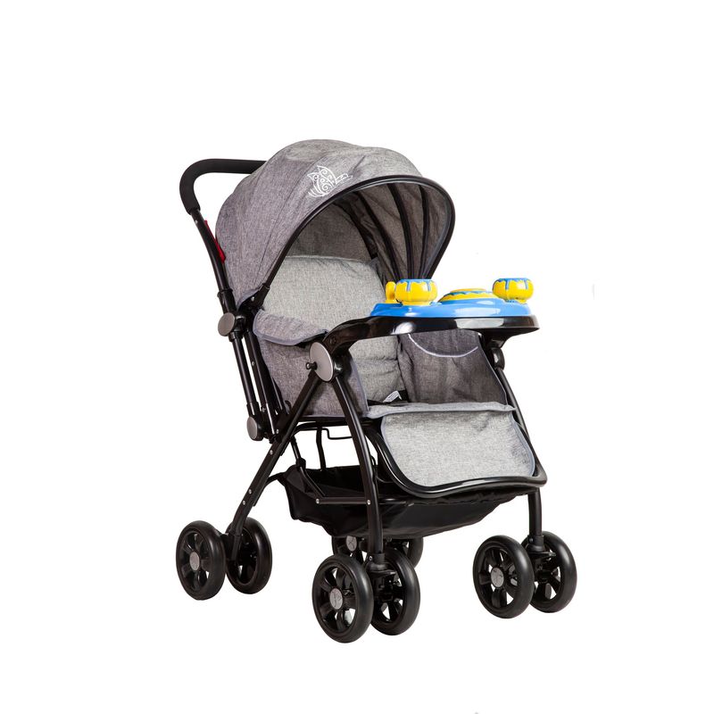 BEBESTAR - coche cuna con cambio de manillar con juguete musical grey_