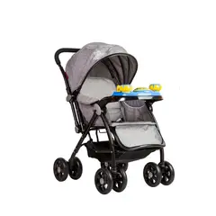 BEBESTAR - Coche cuna con cambio de manillar con juguete musical grey