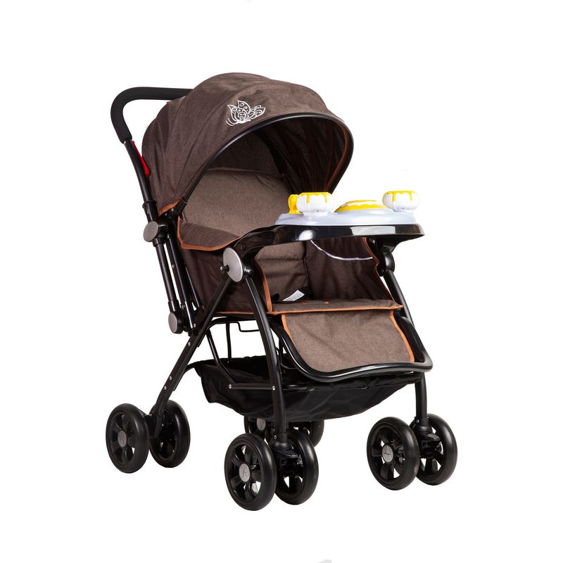 BEBESTAR - coche cuna con cambio de manillar con juguete musical kaki