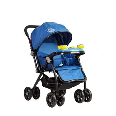 BEBESTAR - Coche cuna con cambio de manillar con juguete musical blue