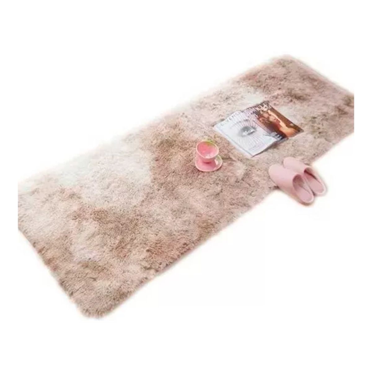 GENERICO - Alfombra Bajada De Cama Peluda Beige 160cm x 60cm