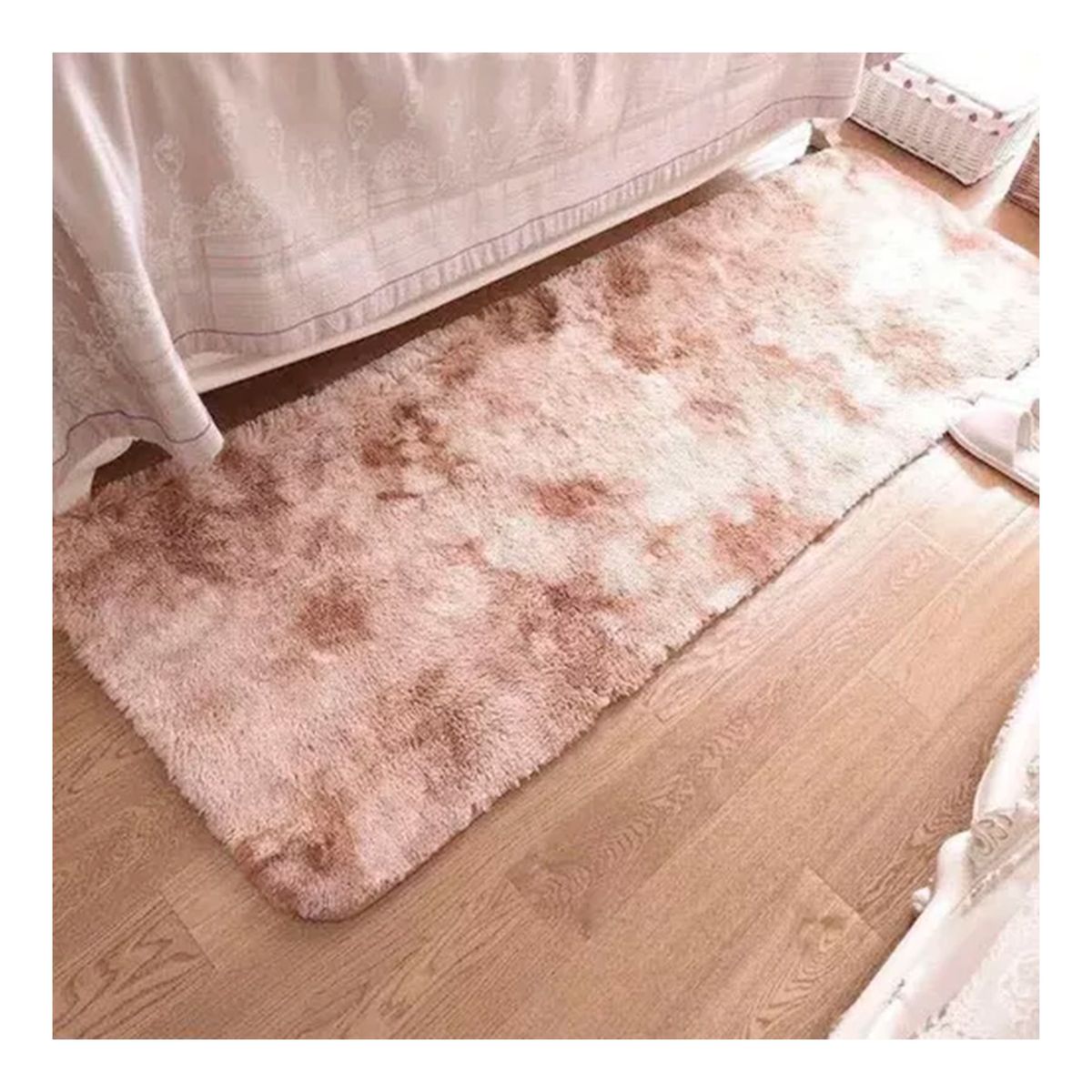 GENERICO - Alfombra Bajada De Cama Peluda Beige 160cm x 60cm