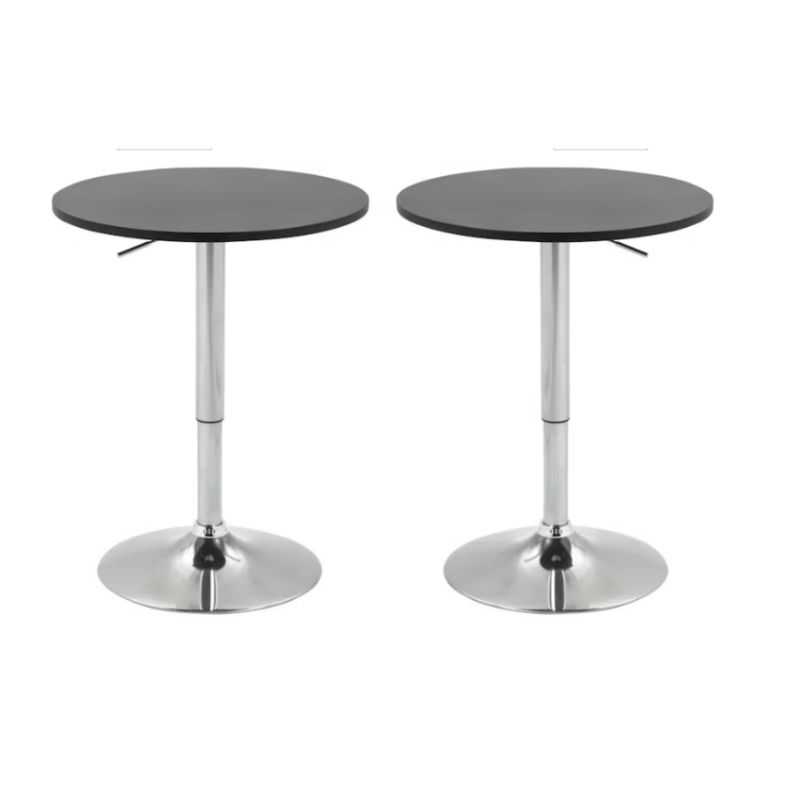 ARTIHOGAR - Pack 2 Mesas Bar Altura Regulable 60cm Diámetro Color Negro