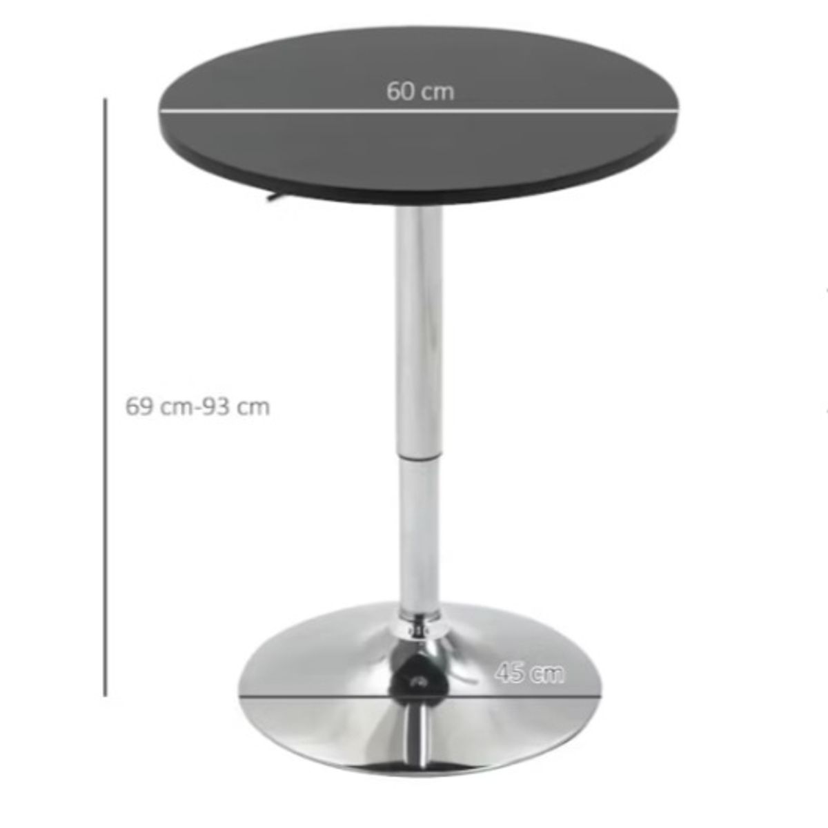 ARTIHOGAR - Pack 2 Mesas Bar Altura Regulable 60cm Diámetro Color Negro