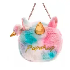 GENERICO - Cartera Unicornio Peludo Bolso Infantil Celeste