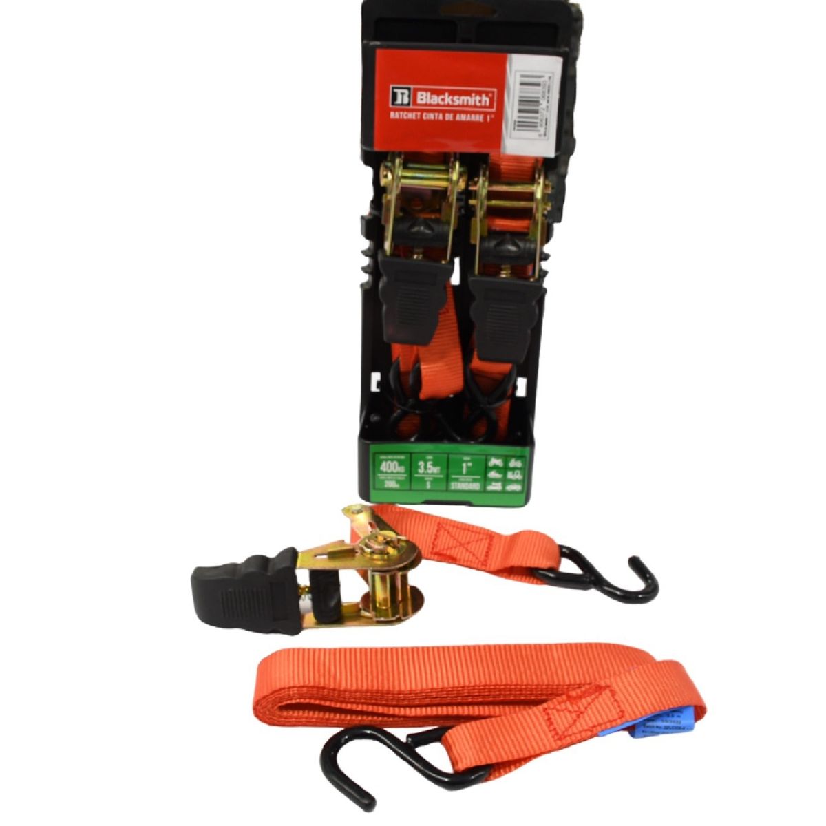 BLACKSMITH - Kit X 2 Un Tie Down 1 PuLG X 3.5 Mts - Maxima Capacidad 400