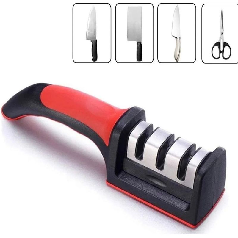 GENERICO - Afilador De Cuchillos Manual 3 Etapas Amolador Cocina Manual