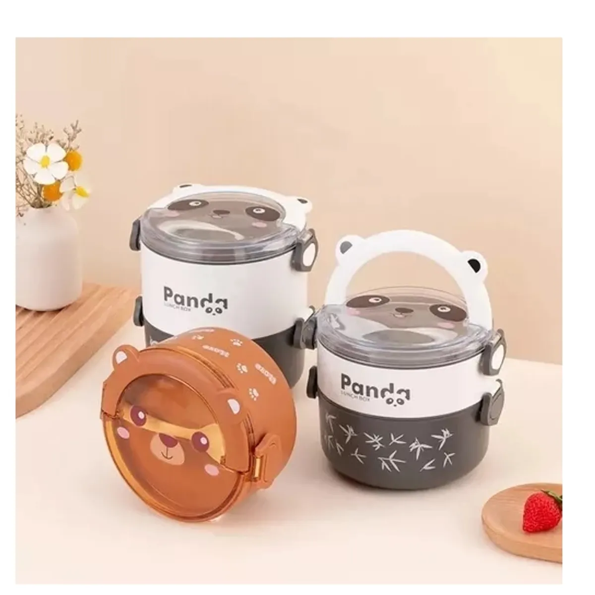 GENERICO - Lonchera Oso  Kawaii Capacidad 1580ml Apto Microondas