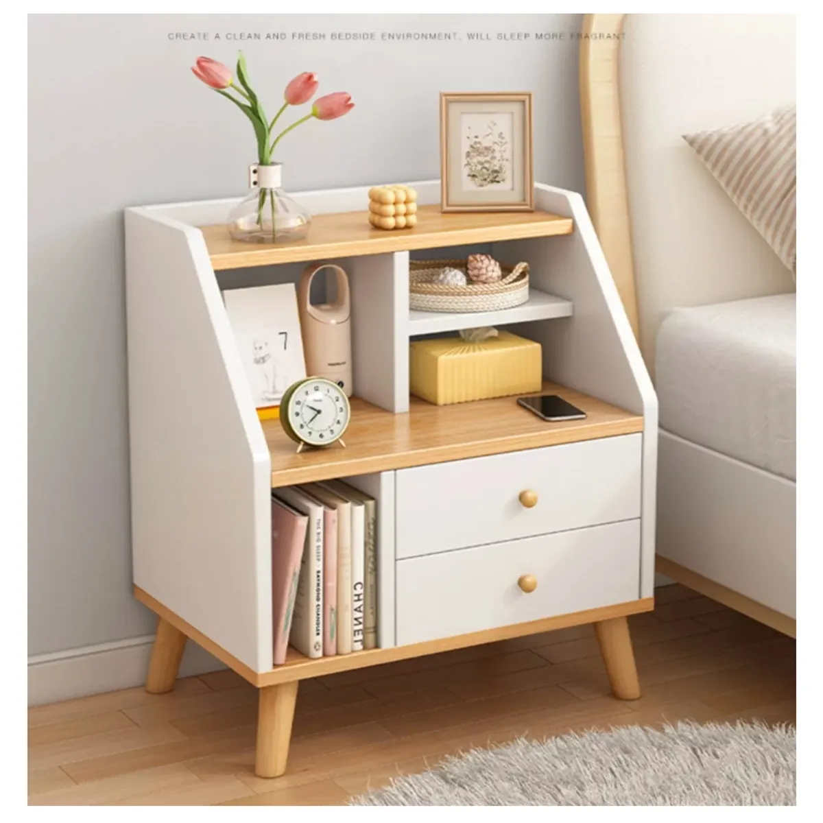 HOMER DESIGN - Velador 2 Niveles Con Cajones Homer Design 50*30*61 20230203