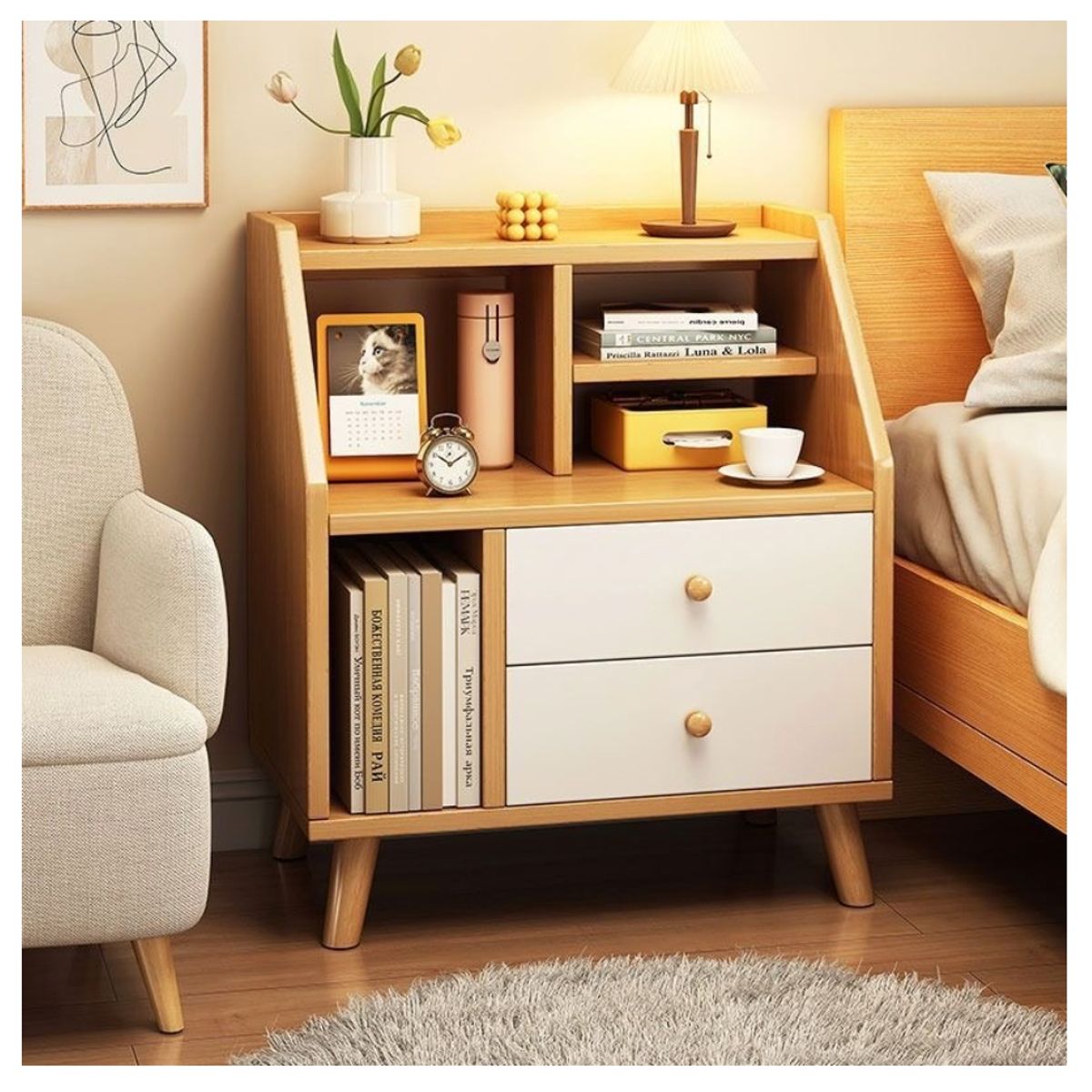 HOMER DESIGN - Velador 2 Niveles Con Cajones Homer Design 50*30*61 20230204