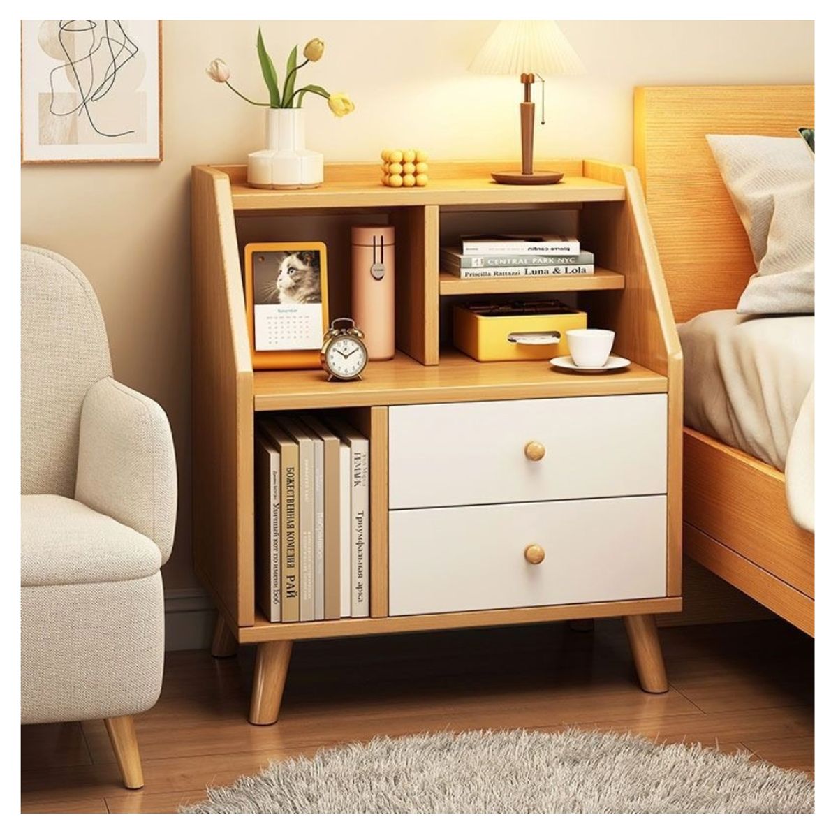 HOMER DESIGN - Velador 2 Niveles Con Cajones Homer Design 50*30*61 20230204