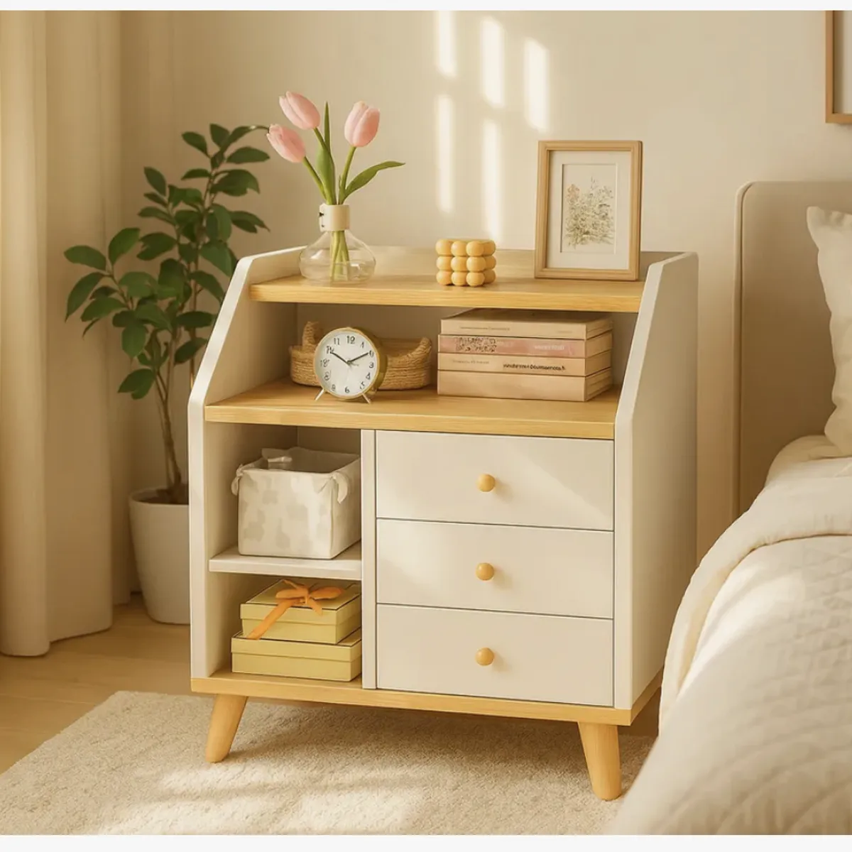 HOMER DESIGN - Velador 2 Niveles Con Cajones Homer Design 50*30*61 20230205