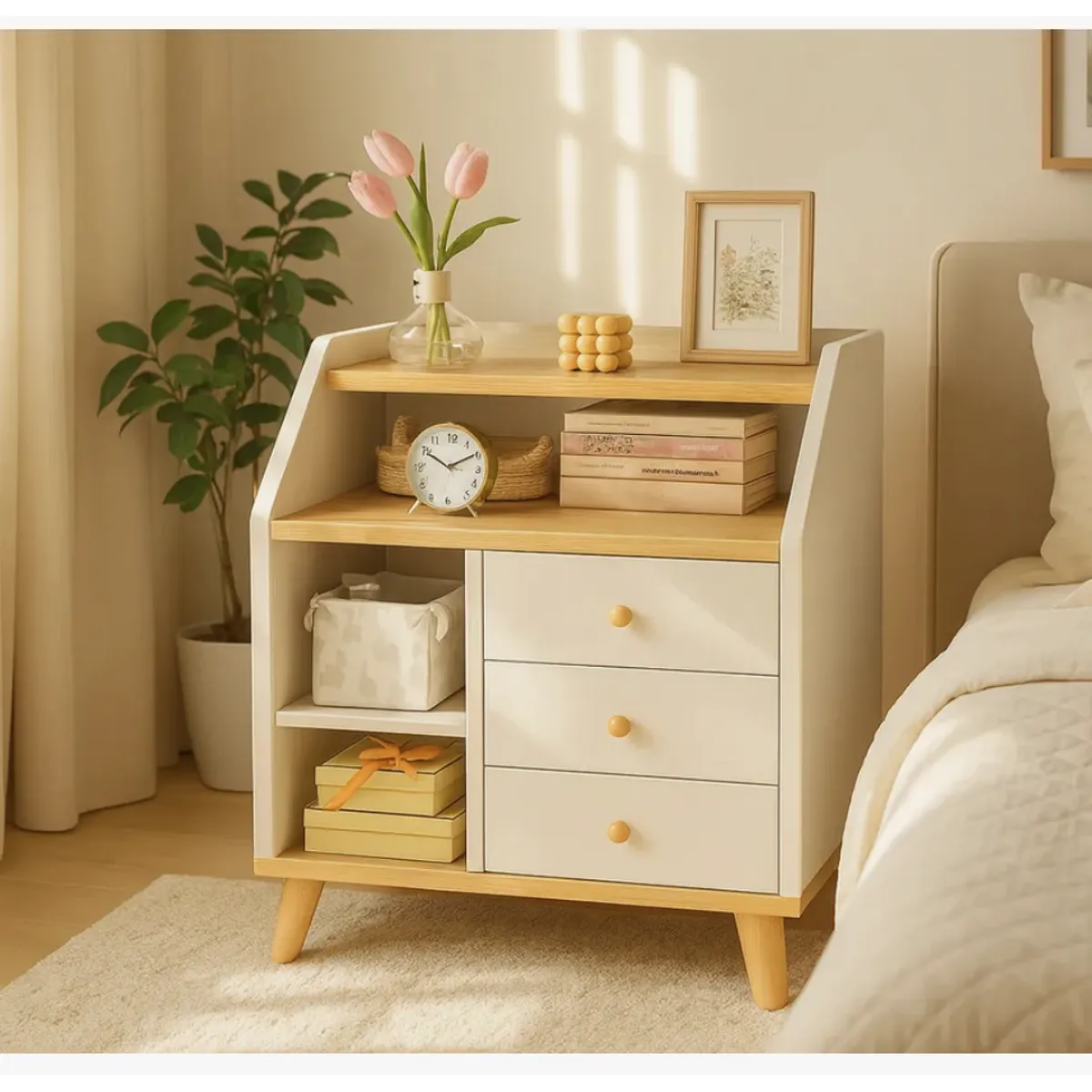 HOMER DESIGN - Velador 2 Niveles Con Cajones Homer Design 50*30*61 20230205