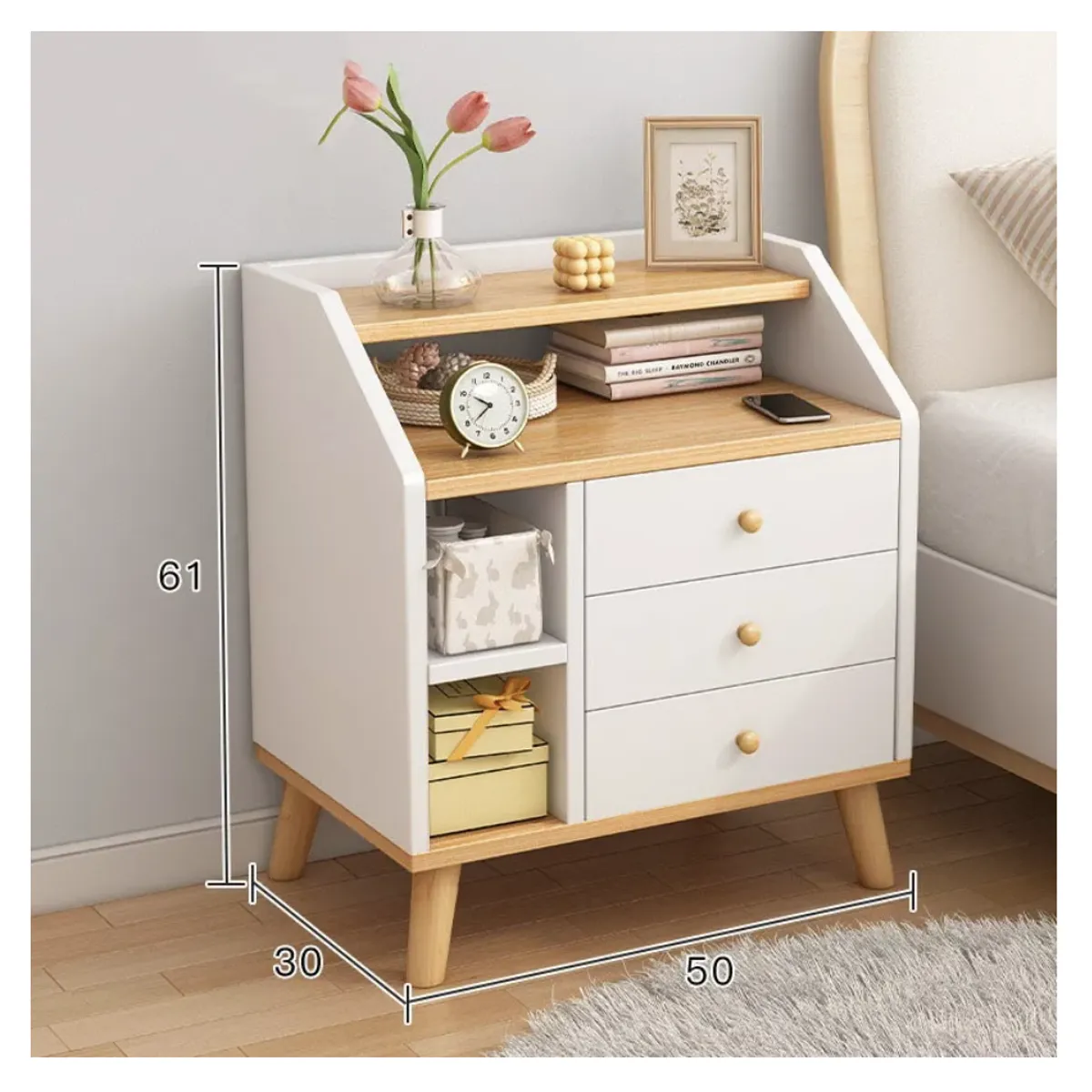 HOMER DESIGN - Velador 2 Niveles Con Cajones Homer Design 50*30*61 20230205