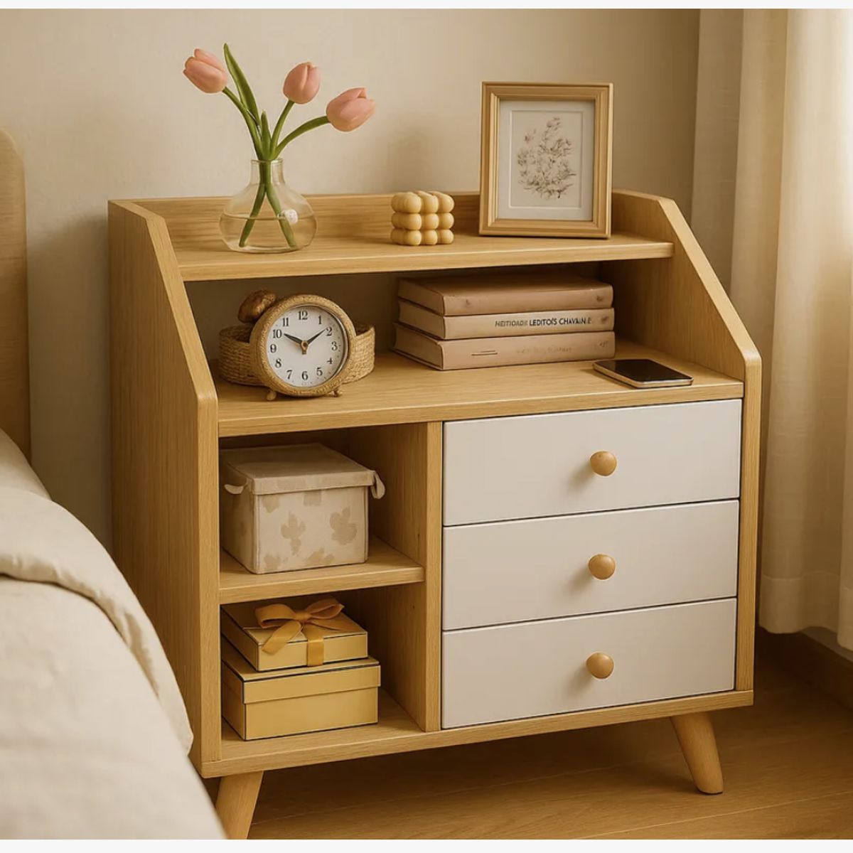 HOMER DESIGN - Velador 2 Niveles Con Cajones Homer Design 50*30*61 20230206