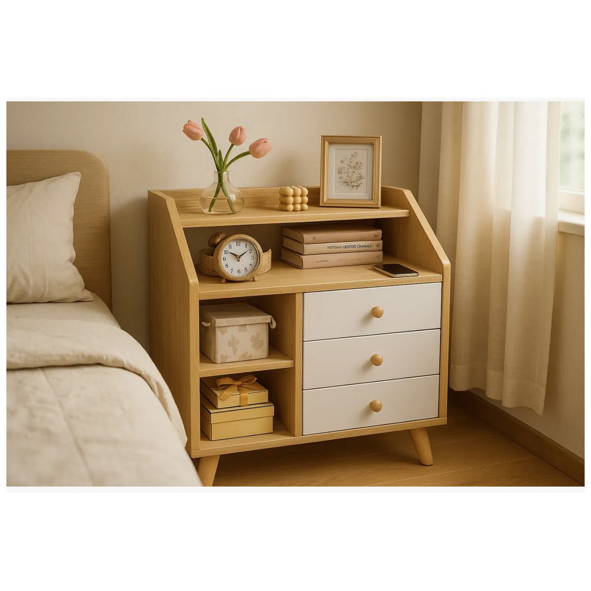 HOMER DESIGN - Velador 2 Niveles Con Cajones Homer Design 50*30*61 20230206