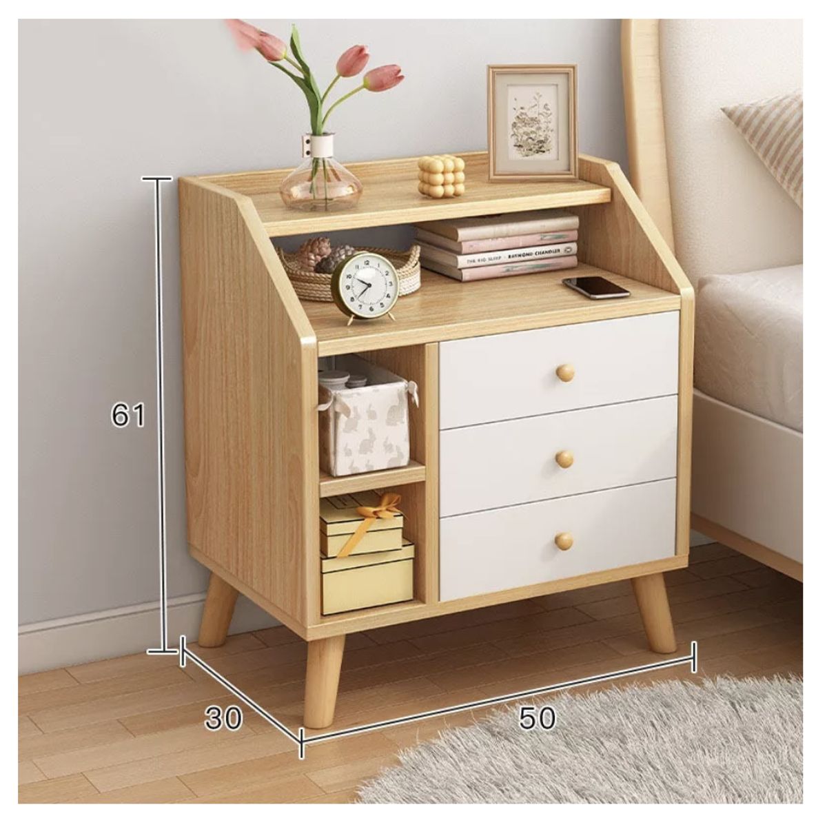 HOMER DESIGN - Velador 2 Niveles Con Cajones Homer Design 50*30*61 20230206