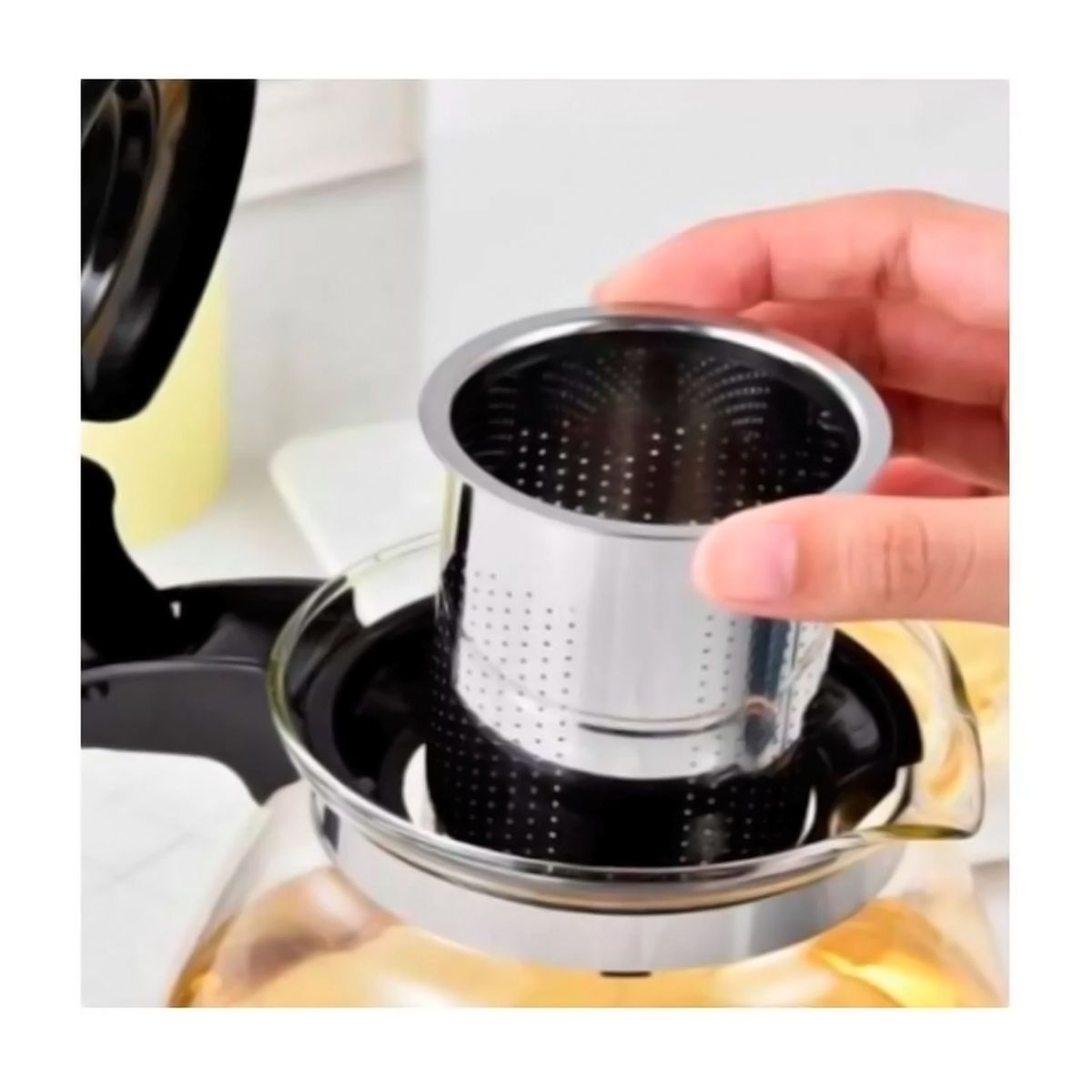 GENERICO - Tetera Vidrio Infusor 900 ML Cristal Acero Inoxidable