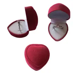 GENERICO - Pack 3 Cajas Anillos Joyas Terciopelo Rojo Con Blanco
