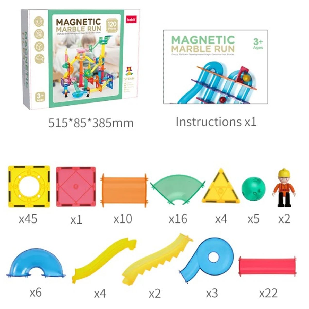 STARTECHOFFICE - Bloques de construcción Magnéticos 120 Piezas Pista Canicas