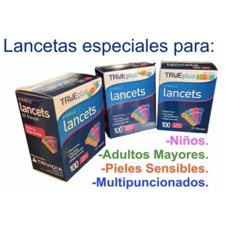 NIPRO - 100 Lancetas Ultra Delgadas 33g Multicolor Universales TRUE by Nipro